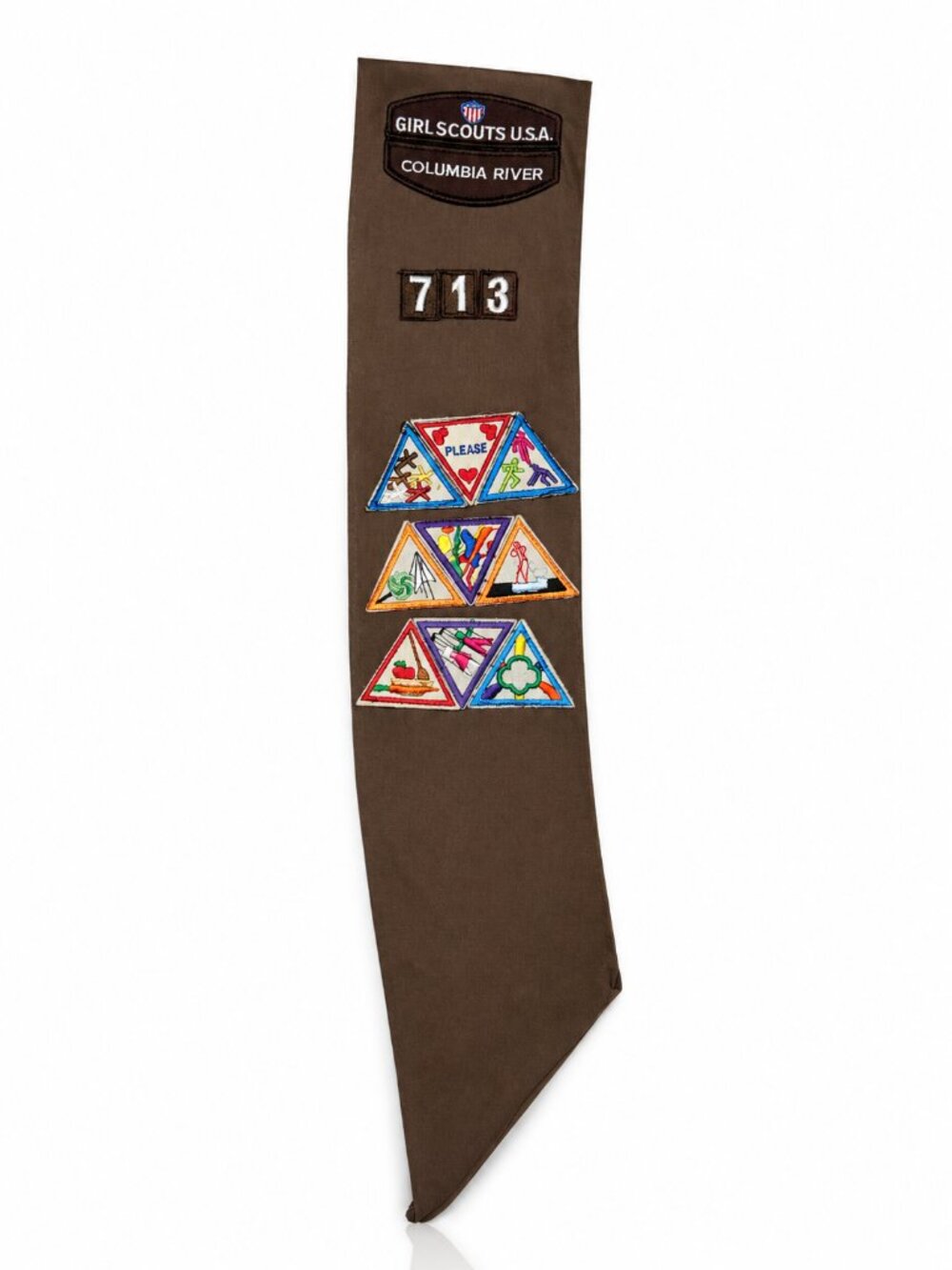 Vintage 90s Brownie Girl Scout Sash with Badges Patches